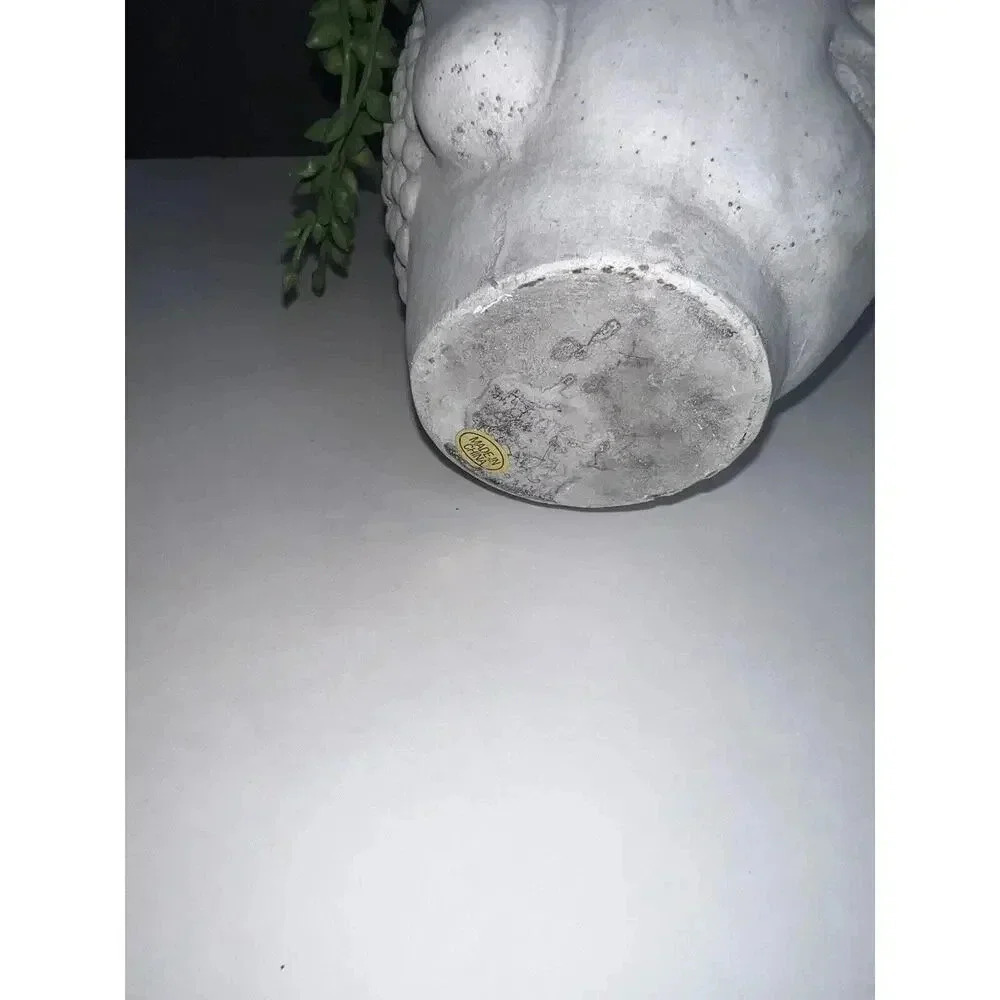 Buddha head Concrete Modern planter faux succulent plant Hindu Zen Decor gift - Picture 6 of 6